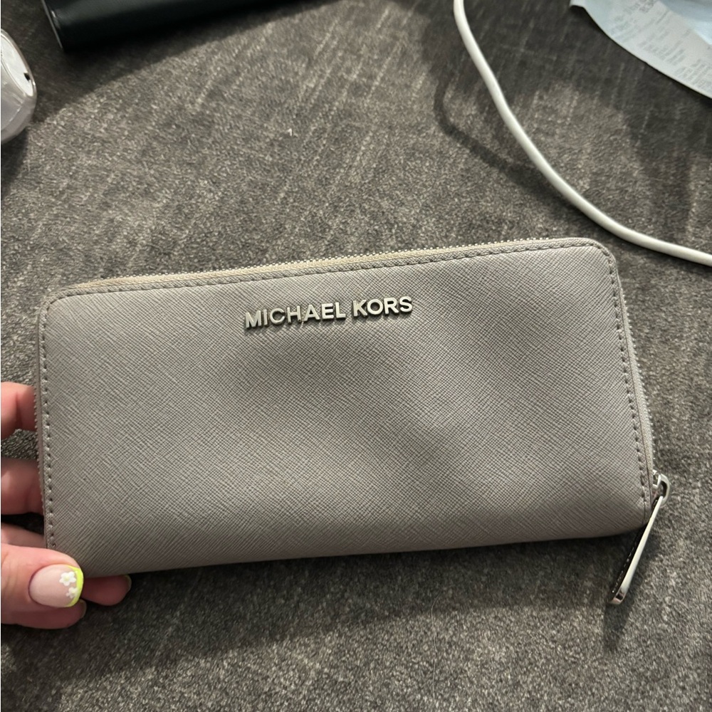 Michael Kors Gray Zip Around Wallet